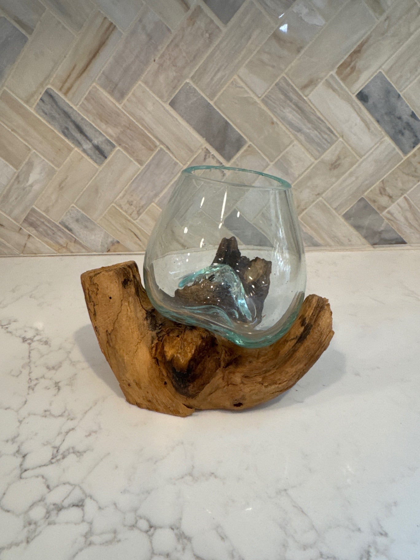 Hand Blown Glass on Driftwood S