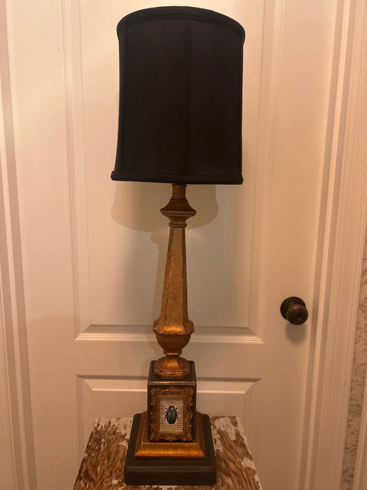 Gold lamp, black shade