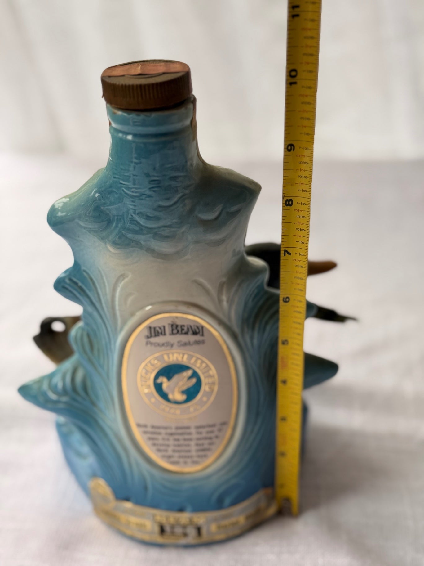 Vintage 1974 Jim Beam Ducks Unlimited Decanter - Mallard Duck & Cattails Regal China Bottle