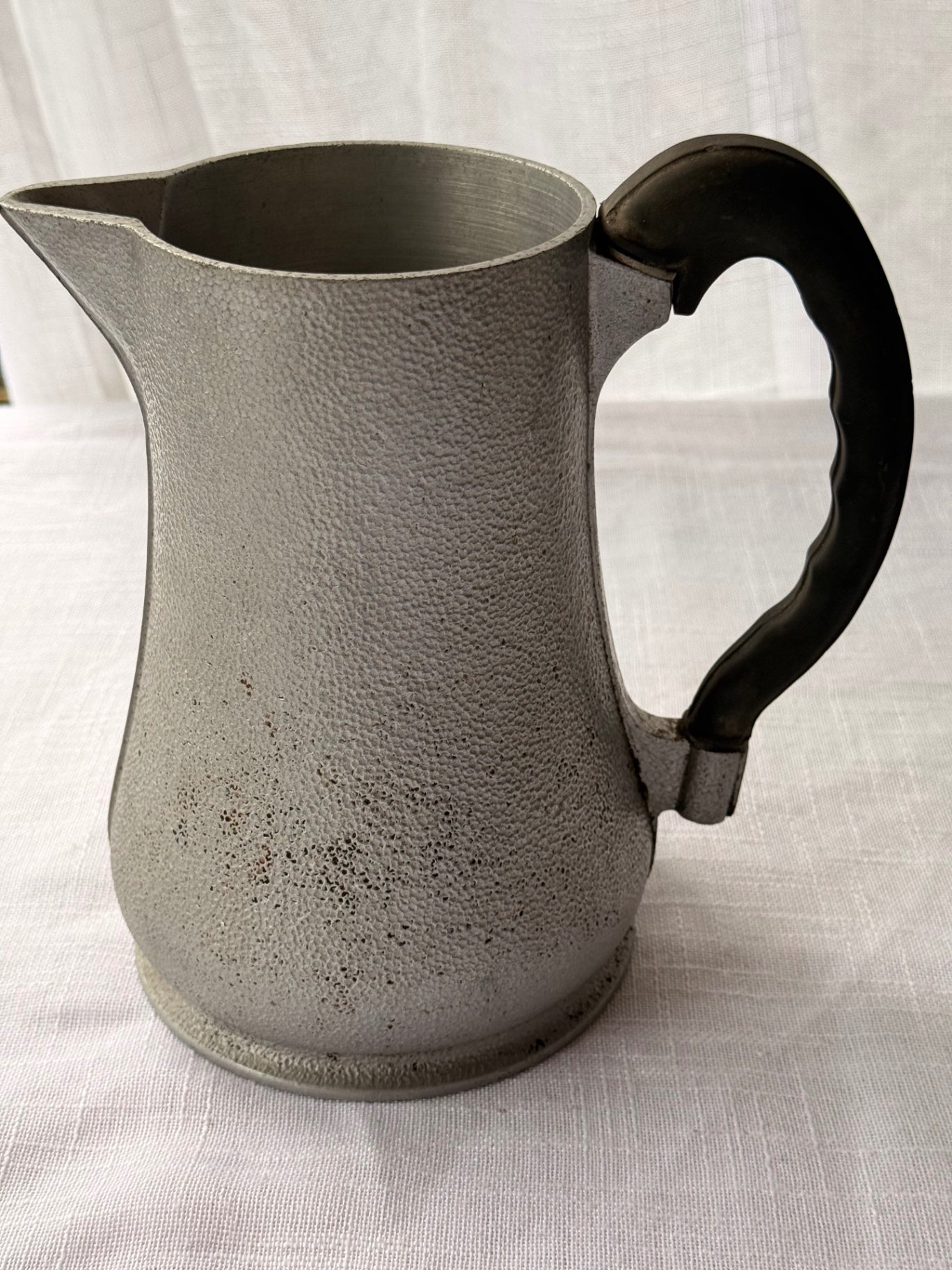 Vintage Guardian Service Hammered Cast Aluminum Pitcher with Bakelite Handle