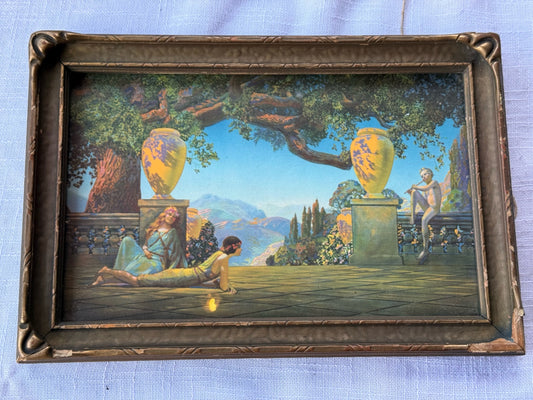 Vintage 1920s Maxfield Parrish "Daybreak" Art Print in Original Period Relief-Molded Frame – 13.5" x 8"