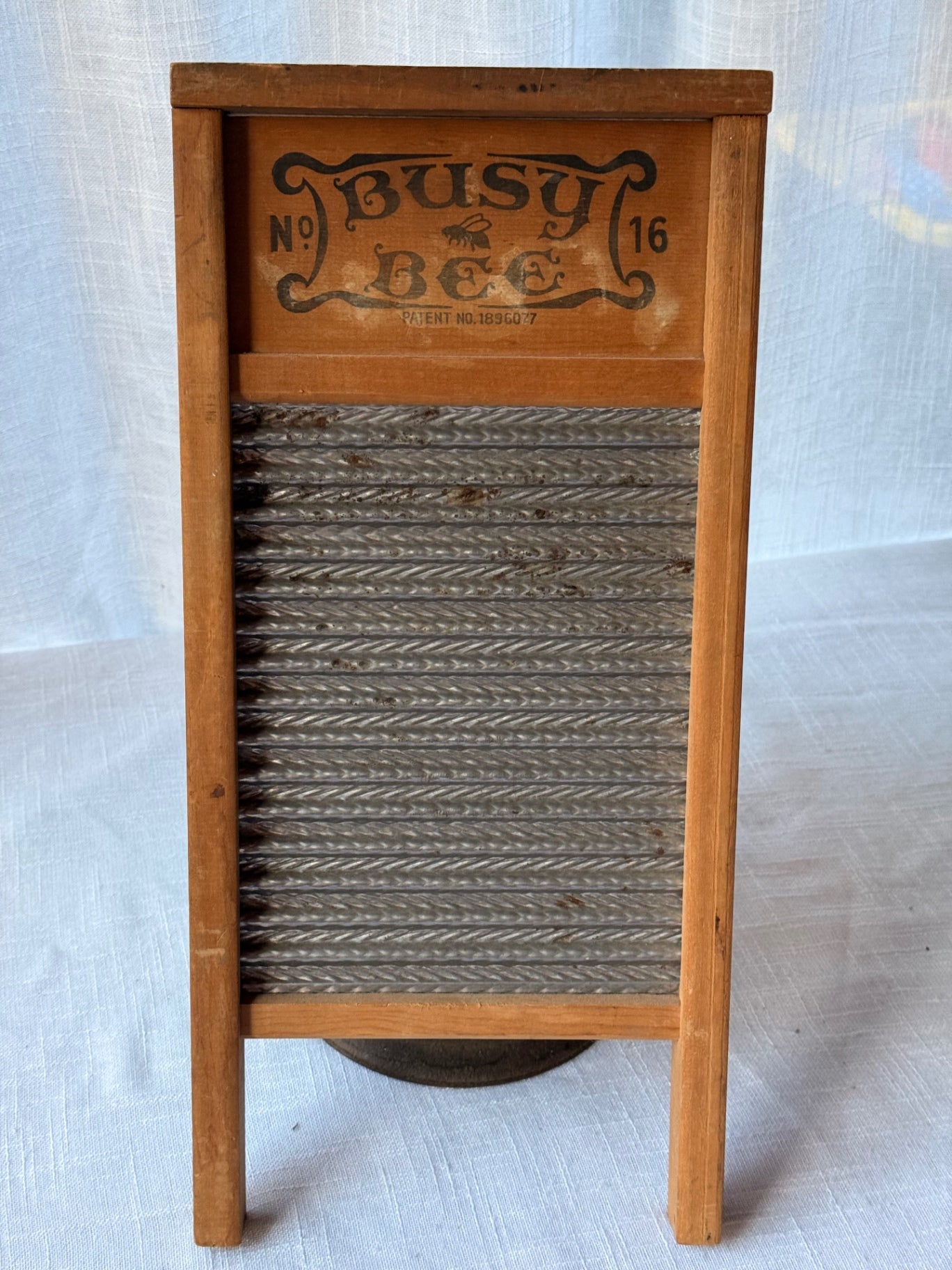 Vintage Miniature "Busy Bee No. 16" Wooden Washboard - Antique Patent No. 1896077