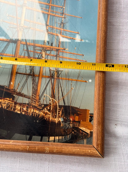Vintage Framed Photographic Print of the Historic Ship Balclutha San Francisco