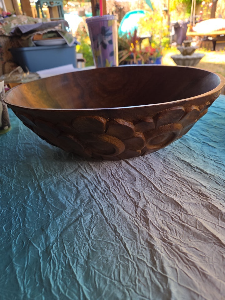 Hand carved large wooden bowl