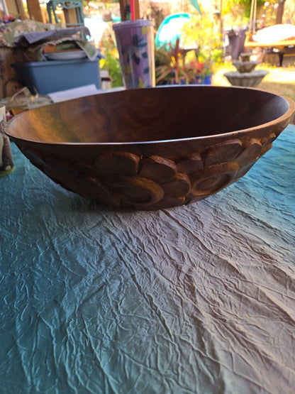 Hand carved large wooden bowl