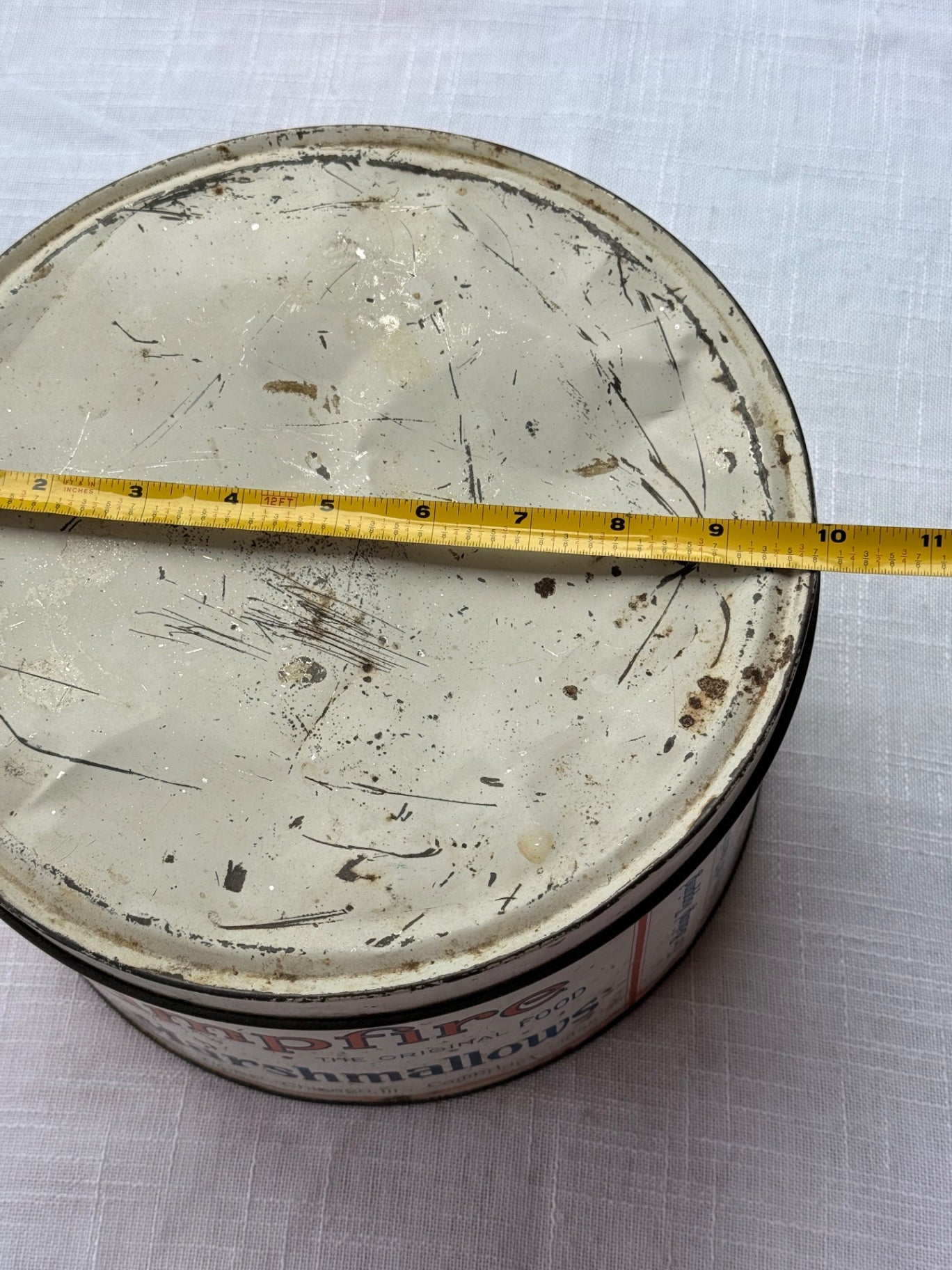 Vintage 1920s Campfire Marshmallows 5lb Tin Canister – Original 10” Antique Advertising