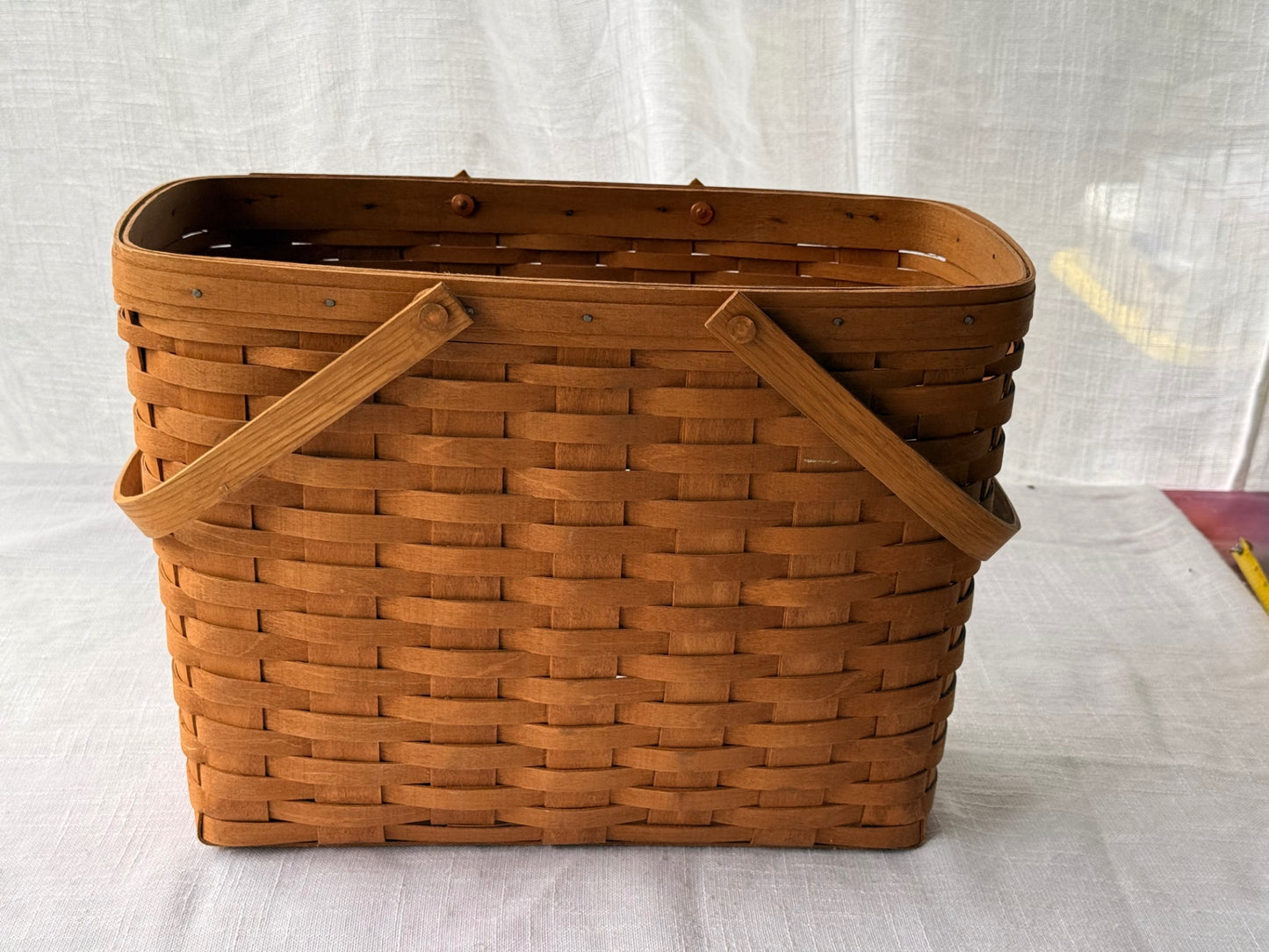 Vintage 1987 Longaberger Tall Market Basket | 15.5" Double Swing Handles