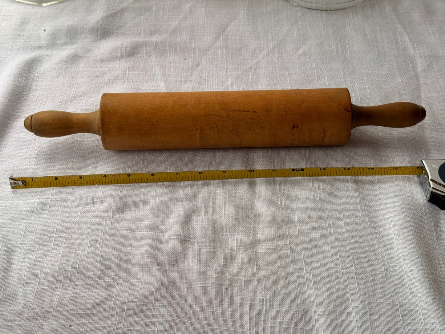 Vintage Farmhouse Turned Wood Rolling Pin with Handles