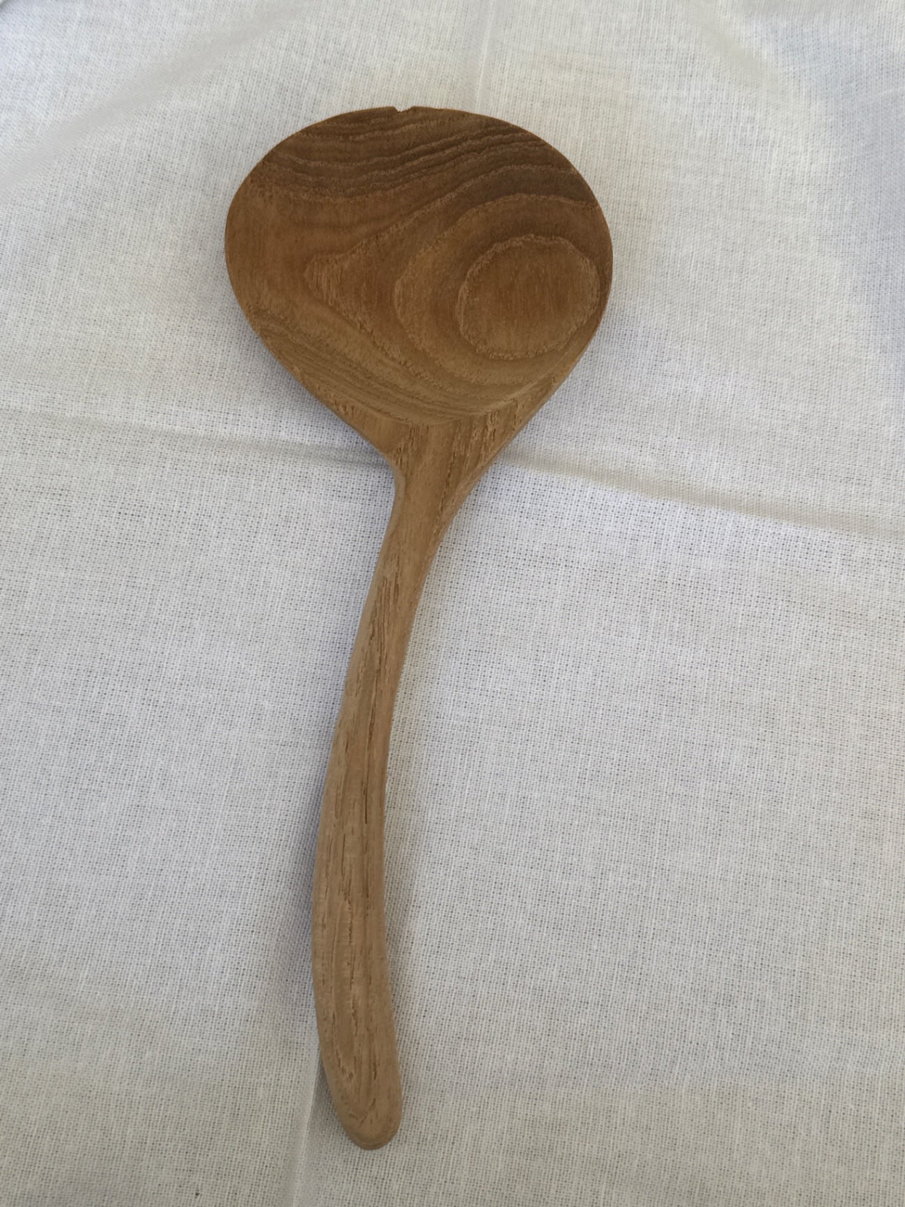 Offset wood spoon as found