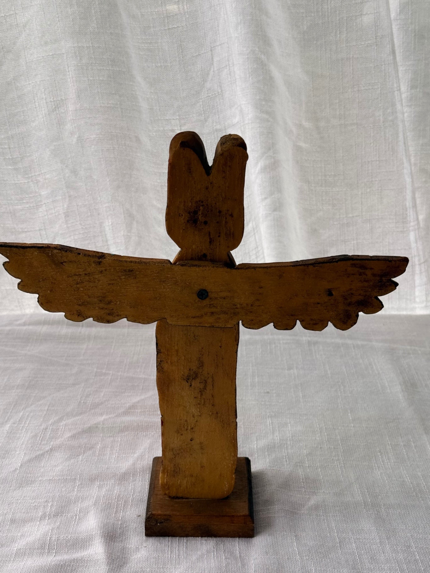 Vintage 12" Hand-Carved Wooden Totem Pole - Traditional Native Arts Alaska