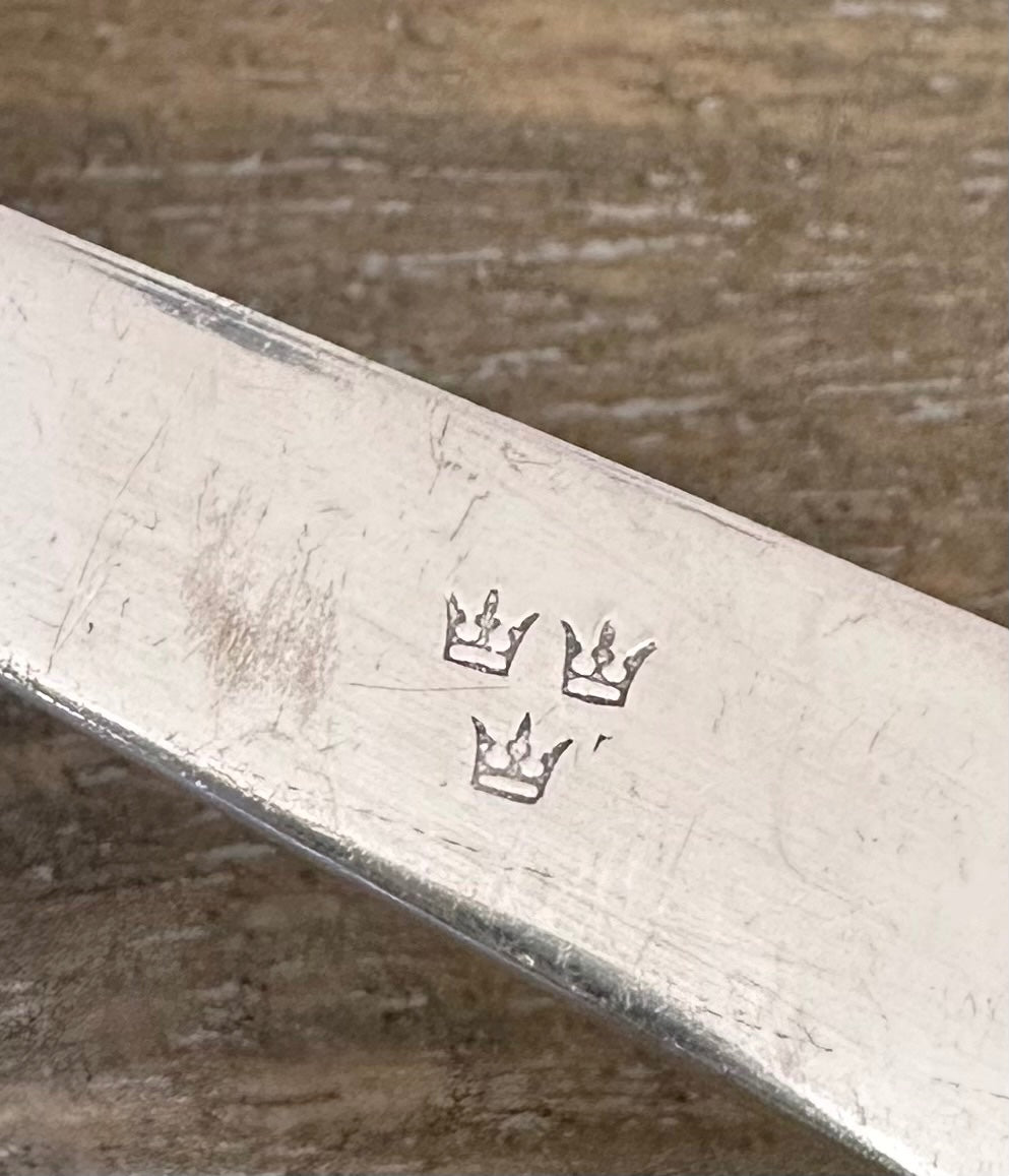 Mexican three crown silver serving fork