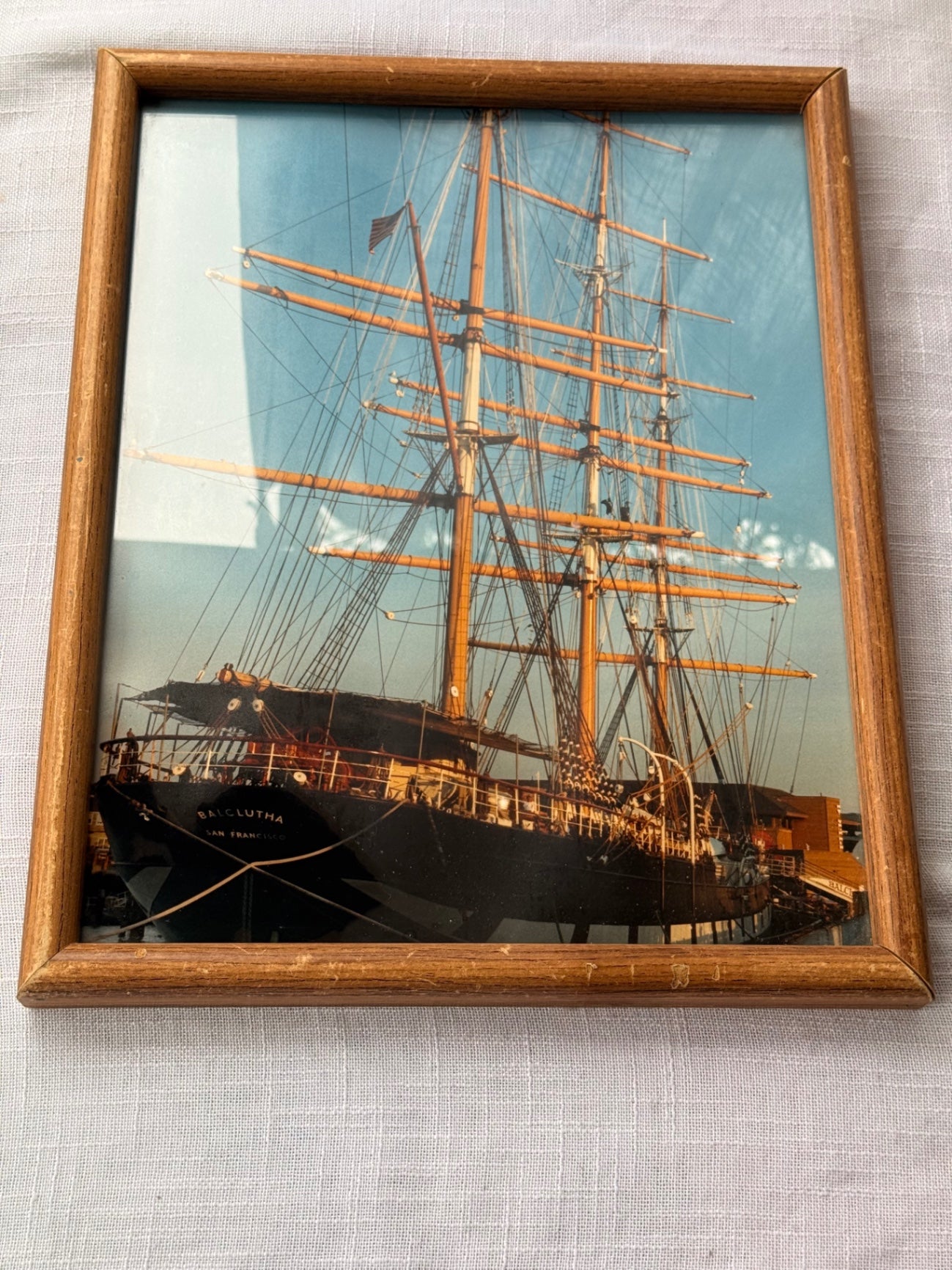 Vintage Framed Photographic Print of the Historic Ship Balclutha San Francisco