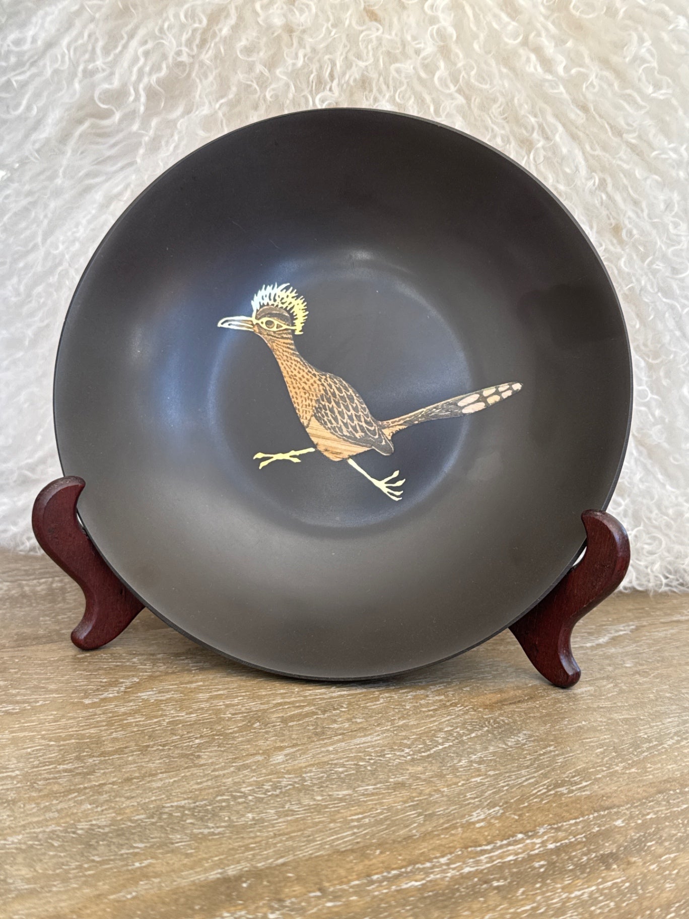 Vintage men century Couroc of Monterey 7.75” Roadrunner bowl