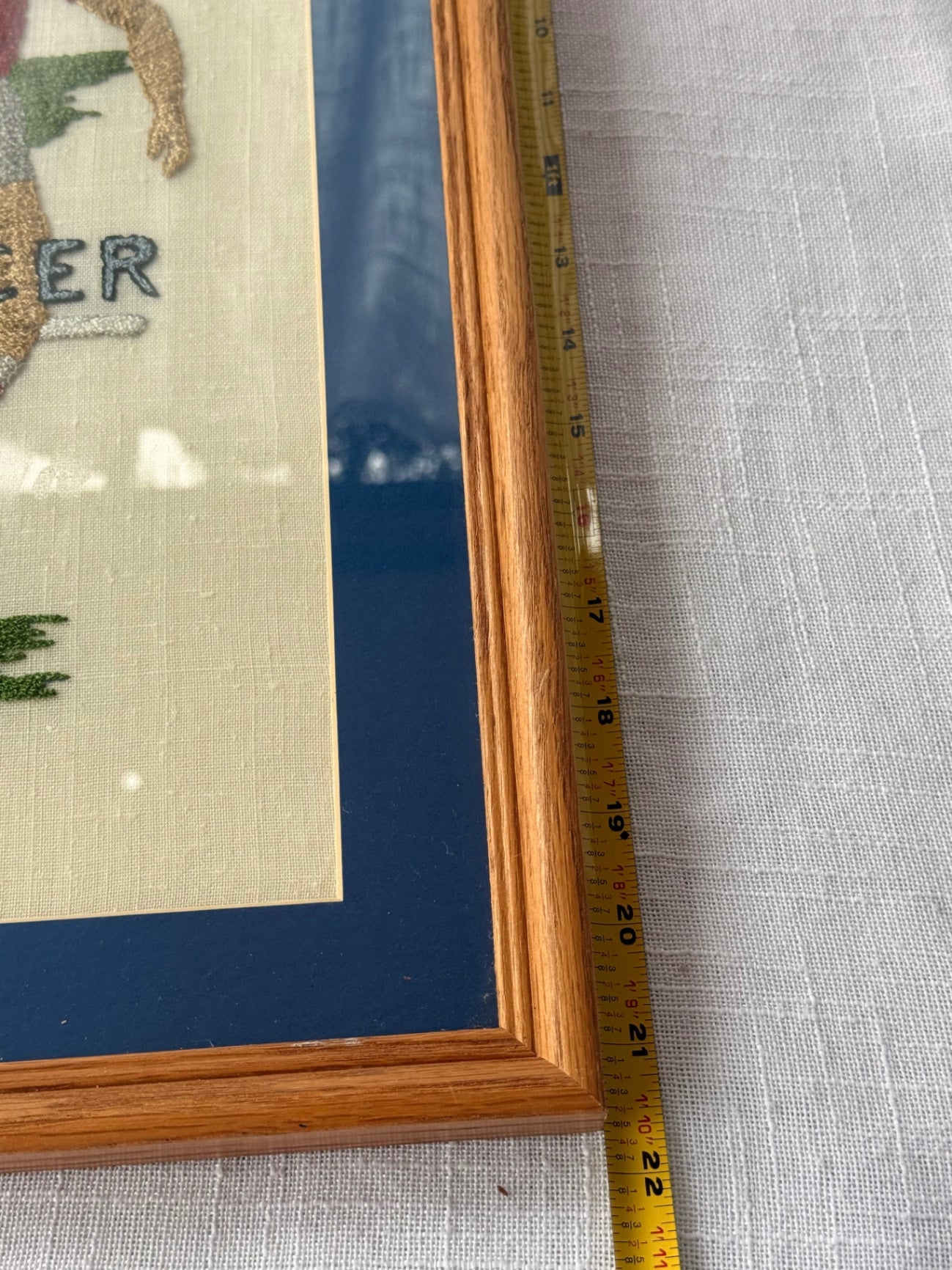 Vintage Framed Embroidered Multi-Sport Art - Baseball, Football, Soccer