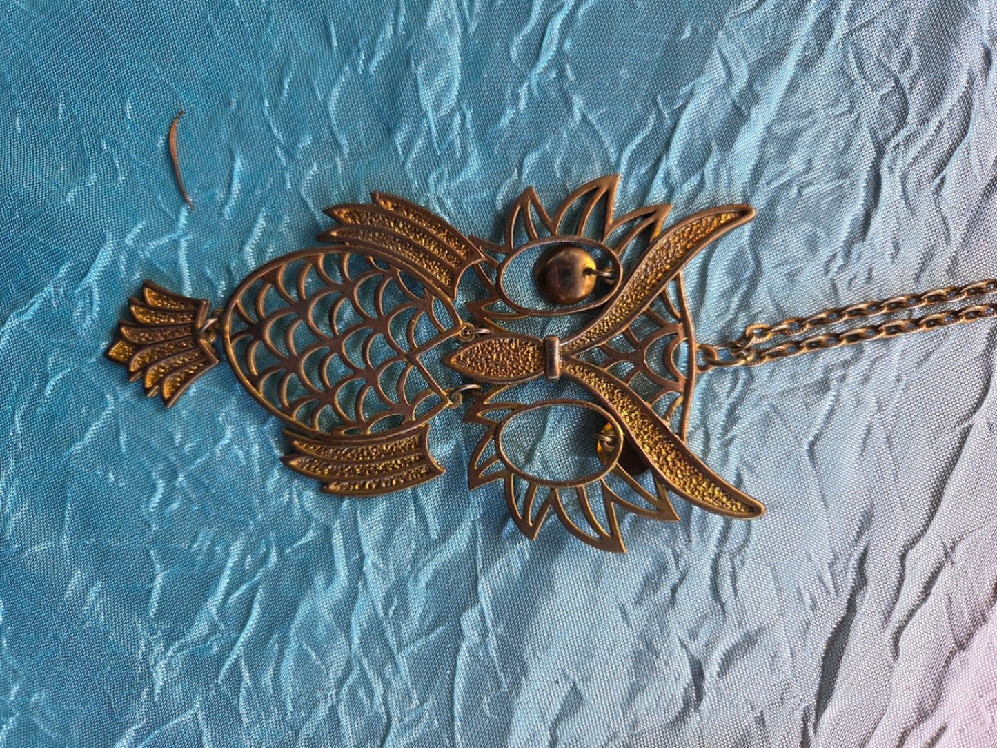 Vintage articulated owl necklace