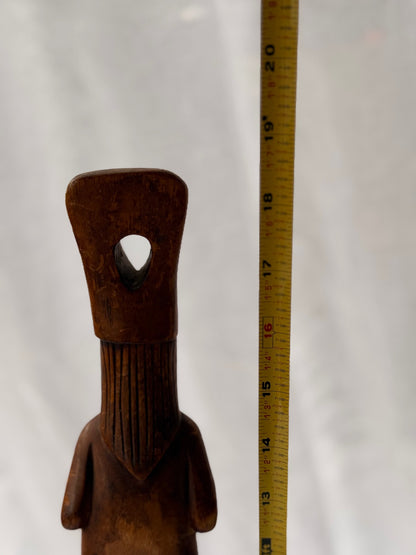 Vintage Hand-Carved Wooden Mortar and Pestle Set - Tribal Figural Grinder Folk Art