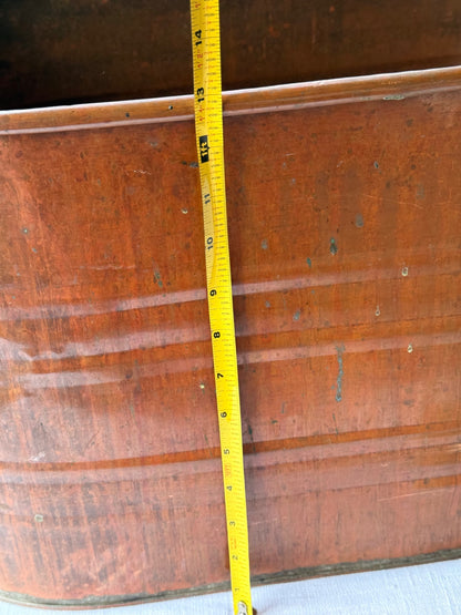 Vintage Large Copper Wash Boiler - Antique Farmhouse Laundry Tub with Lid & Wood Handles