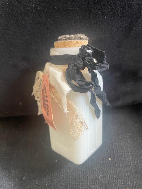Milk Glass Embellished Bottle