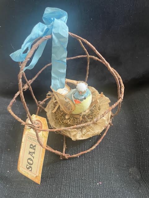 Rustic Cage with Bird in Nest with SOAR