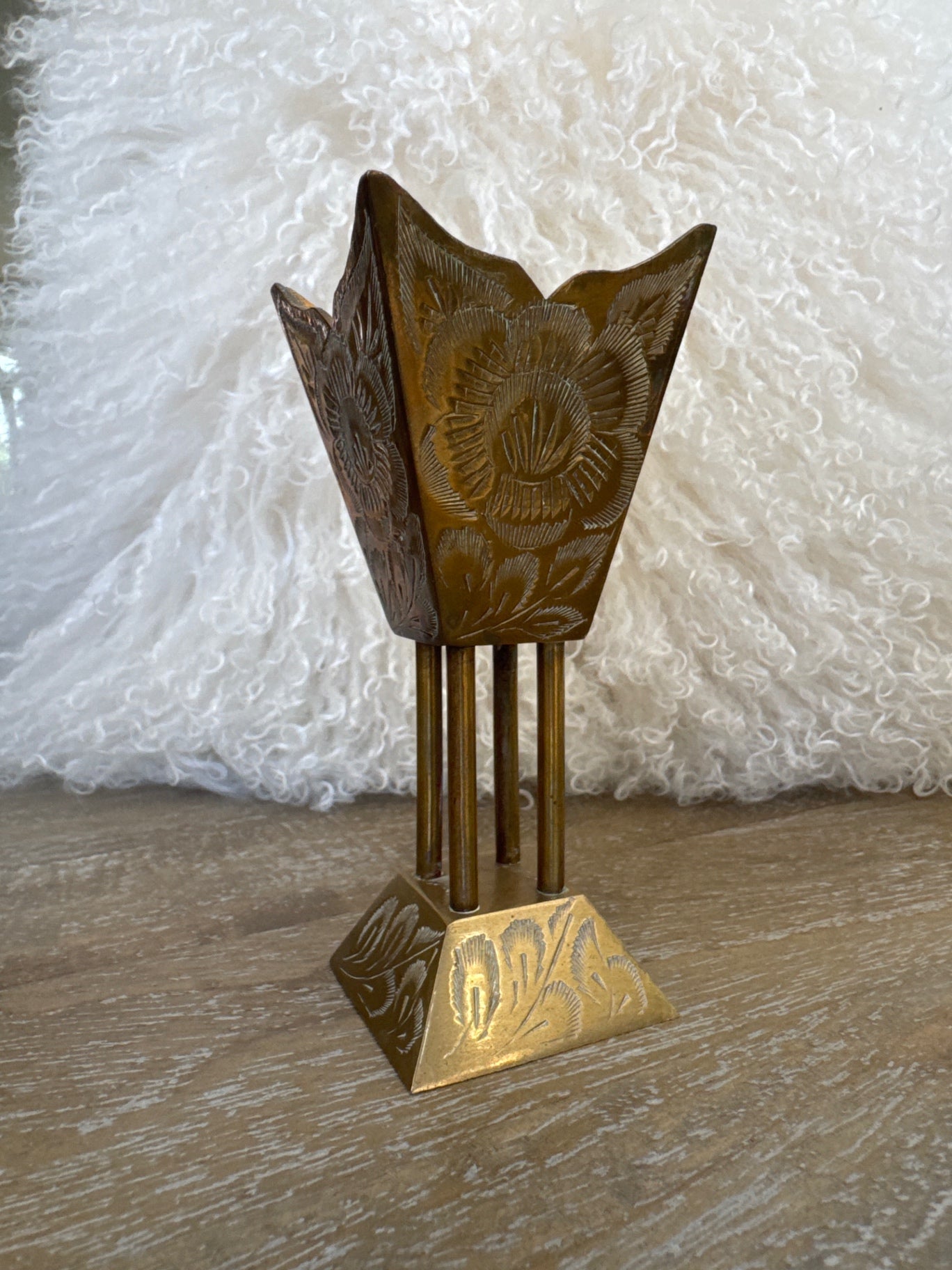 Vintage brass votive or vase vessel 