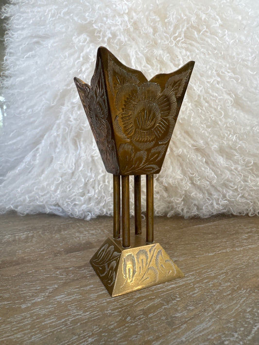 Vintage brass votive or vase vessel 