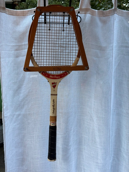 Vintage MacGregor Challenger Laminated Wood Tennis Racket with Wooden Press Holder