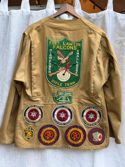 Rare Vintage Canvas Shooting Jacket | Heavily Patched 1960s PNW Fort Lawton & Governor’s 20