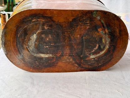 Vintage Large Copper Wash Boiler - Antique Farmhouse Laundry Tub with Lid & Wood Handles