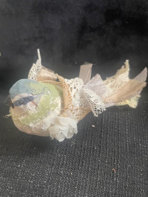Bird Embellished with Paper and Trims 