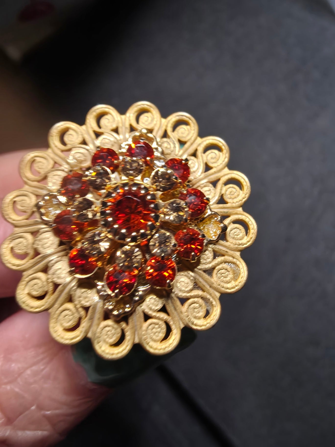 15r red crystal gold ring