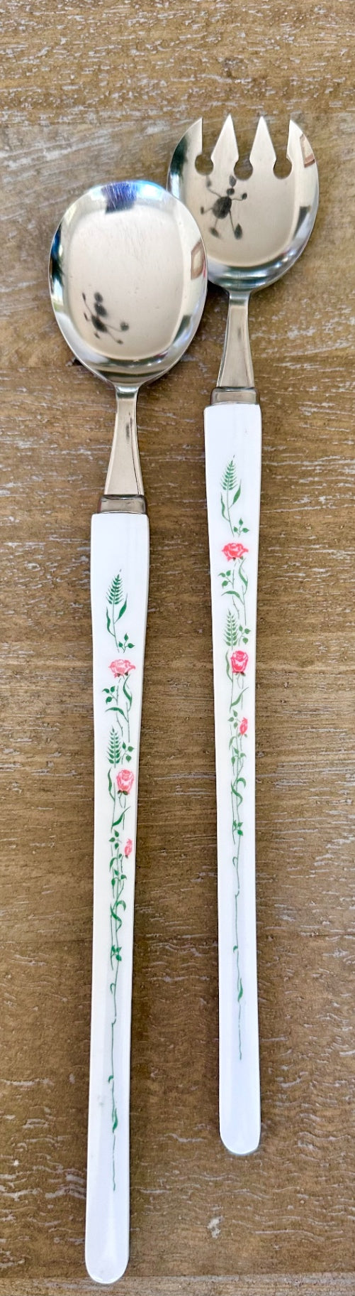 Vintage acrylic and stainless salad serving set