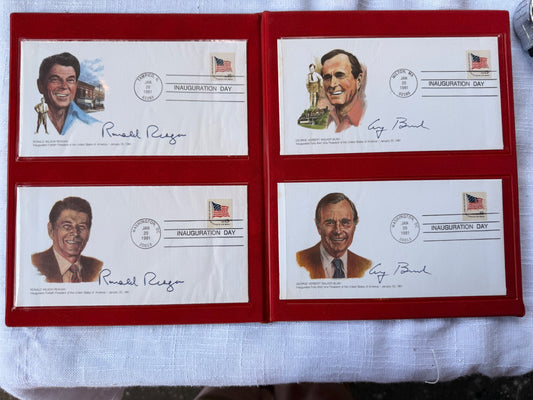 Vintage 1981 Ronald Reagan & George H.W. Bush Inaugural First Day Cover Commemorative Portfolio