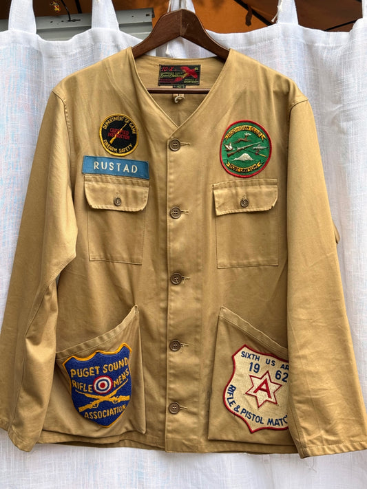 Rare Vintage Canvas Shooting Jacket | Heavily Patched 1960s PNW Fort Lawton & Governor’s 20