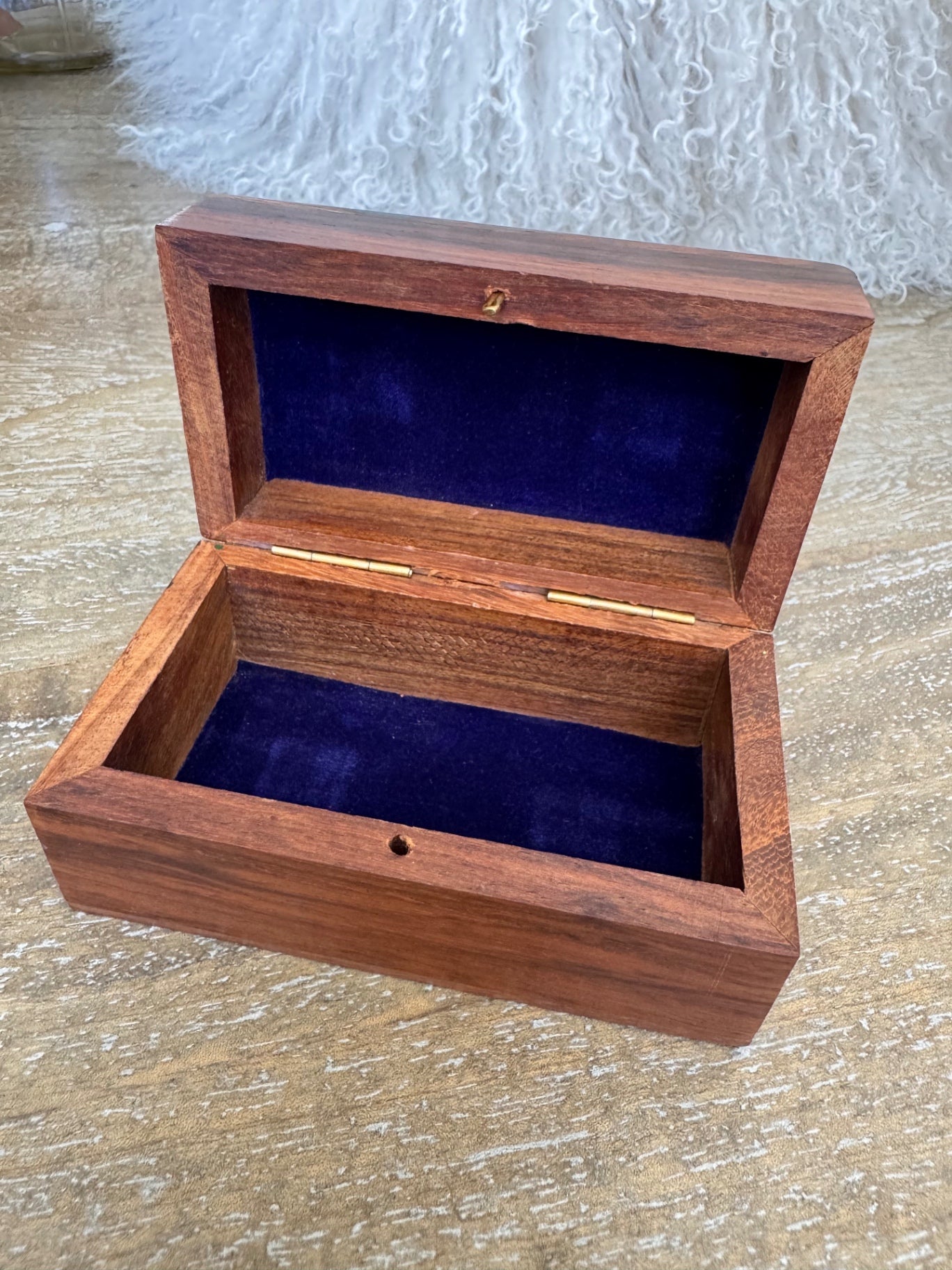 Wooden keepsake box w/ brass anchor