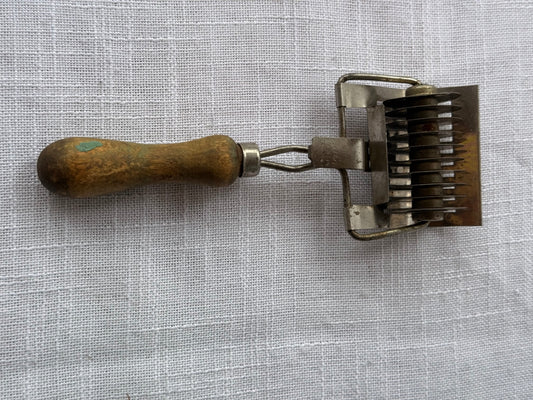 Vintage Multi-Wheel Pastry, Pasta, and Noodle Cutter with Wooden Handle - Made in England