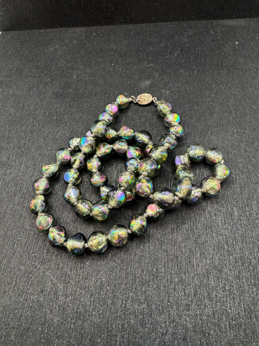 Silver clasp with glass beads