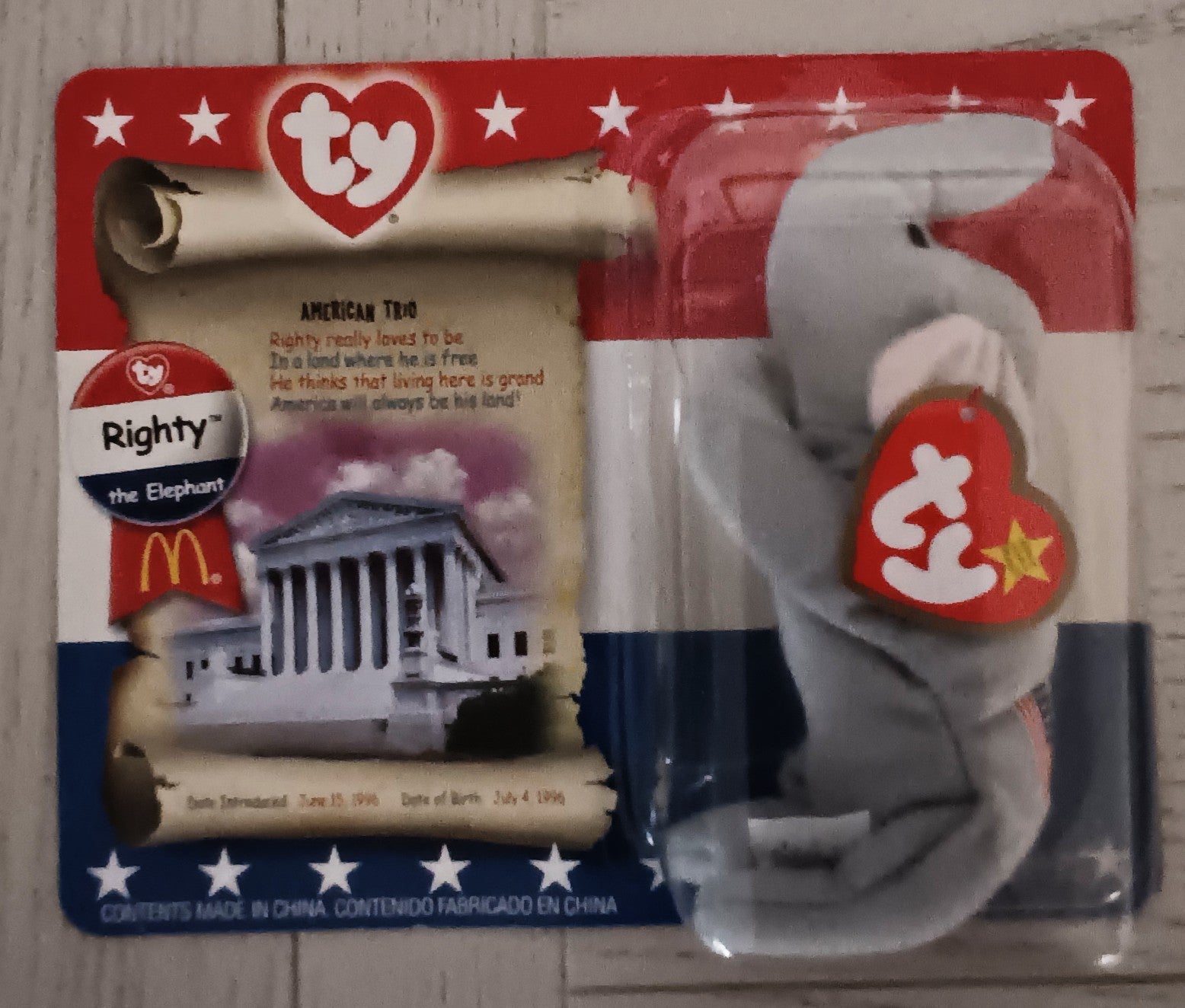 McDonald's Ty Beanie Baby "Righty"
