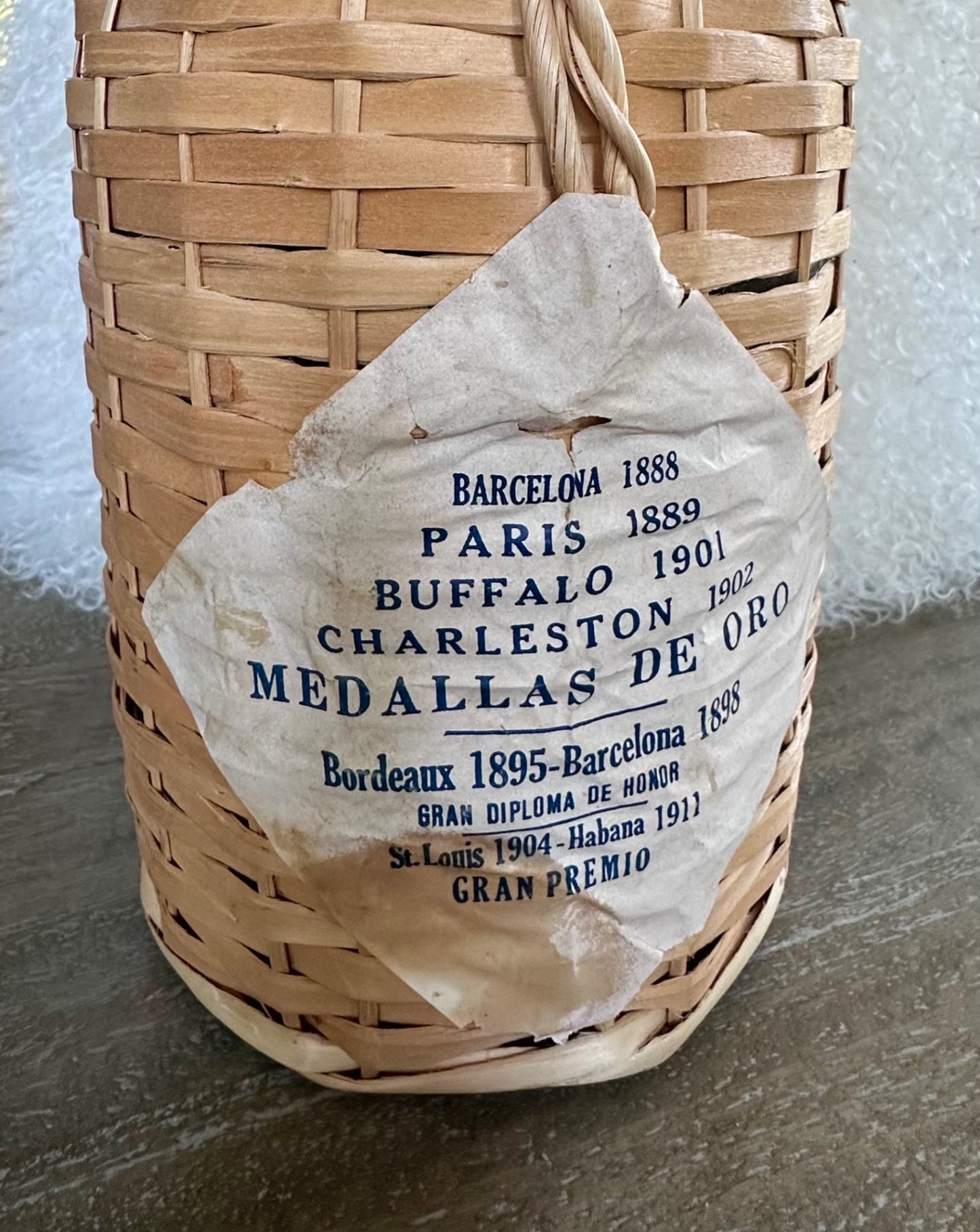 Vintage wicker wrapped Bacardi Demijohn bottle