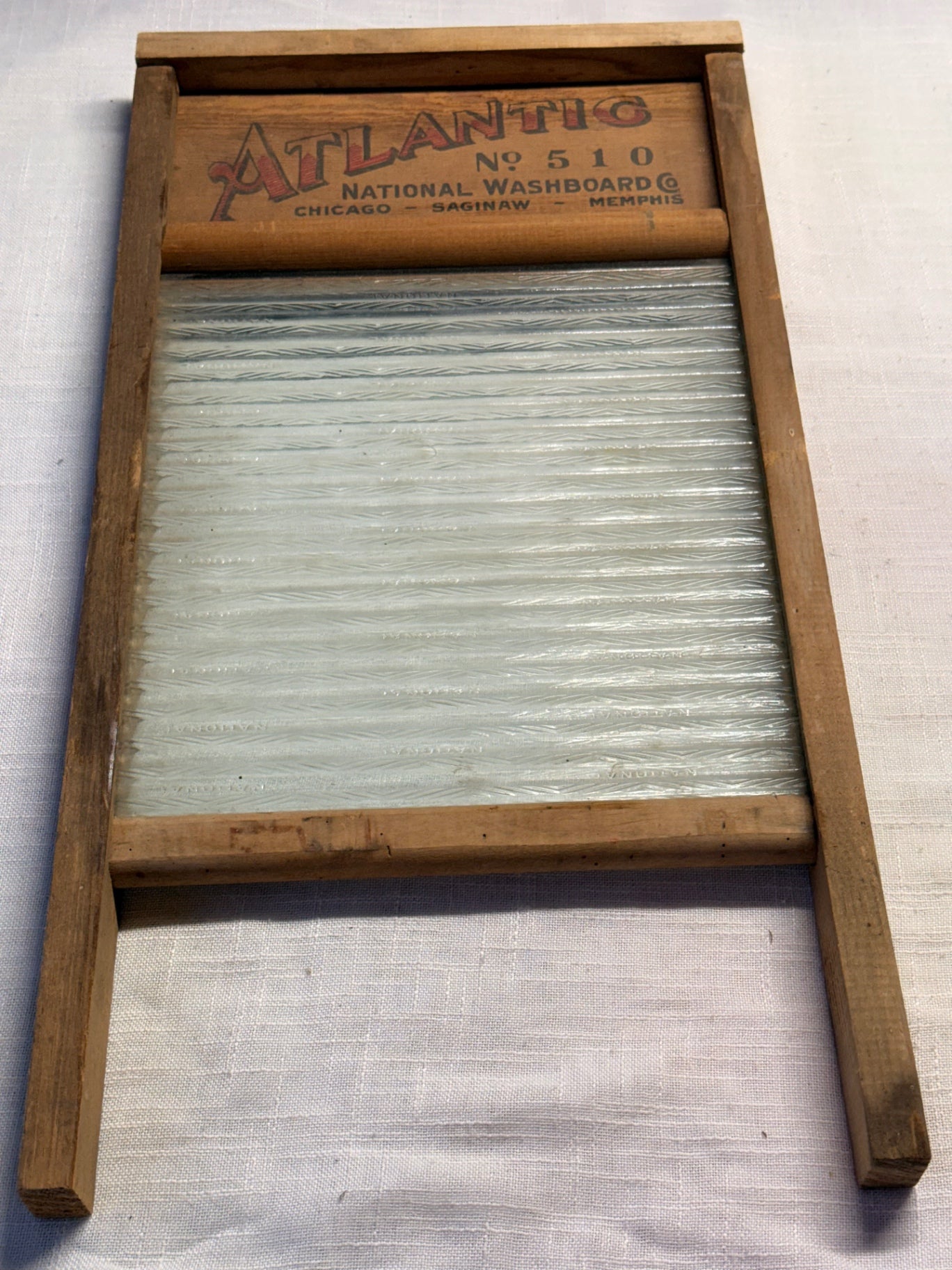 Vintage National Washboard Co. No. 510 "Atlantic" Glass Washboard