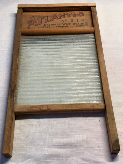 Vintage National Washboard Co. No. 510 "Atlantic" Glass Washboard