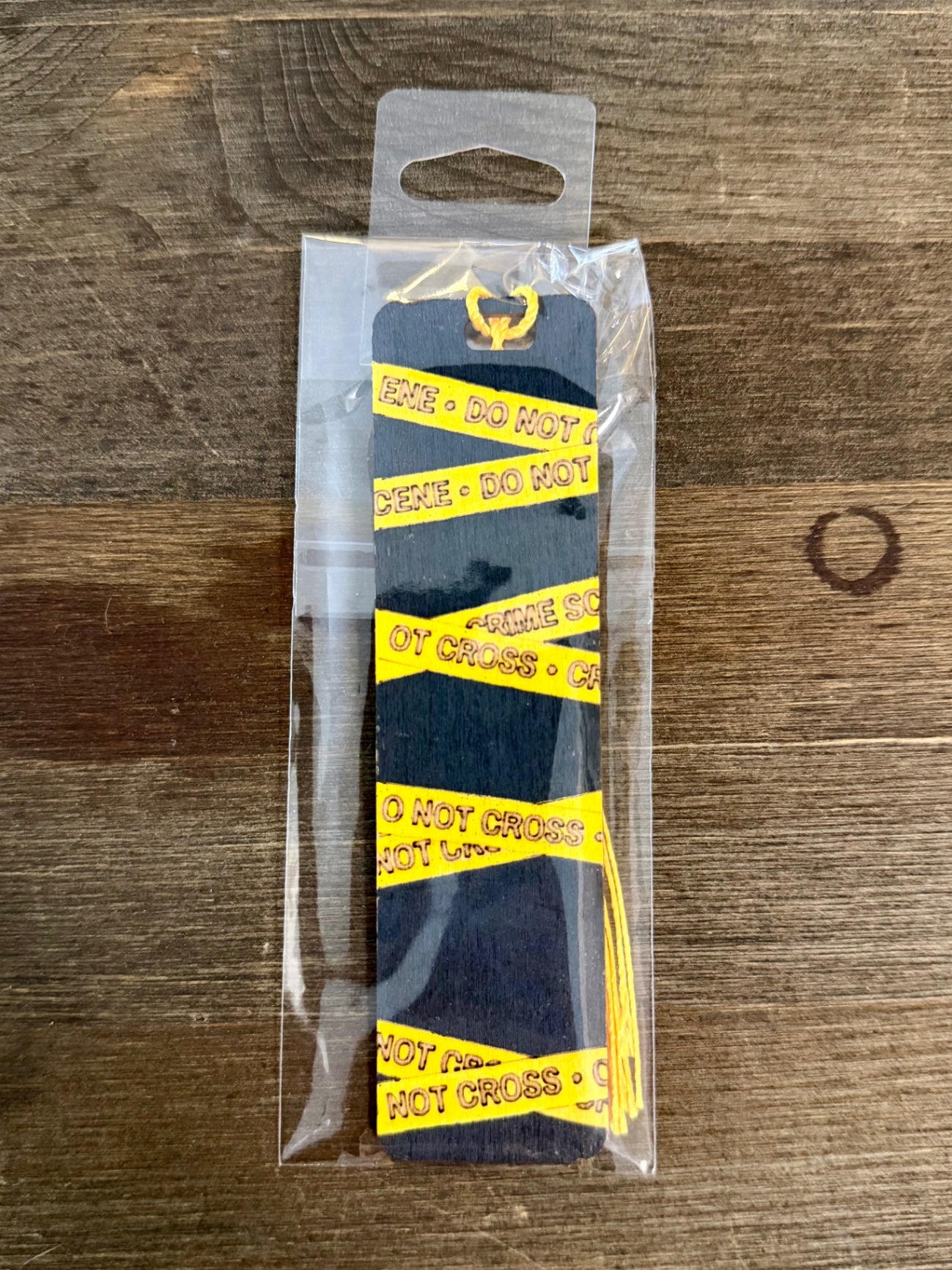 Wooden Bookmark - Caution Tape