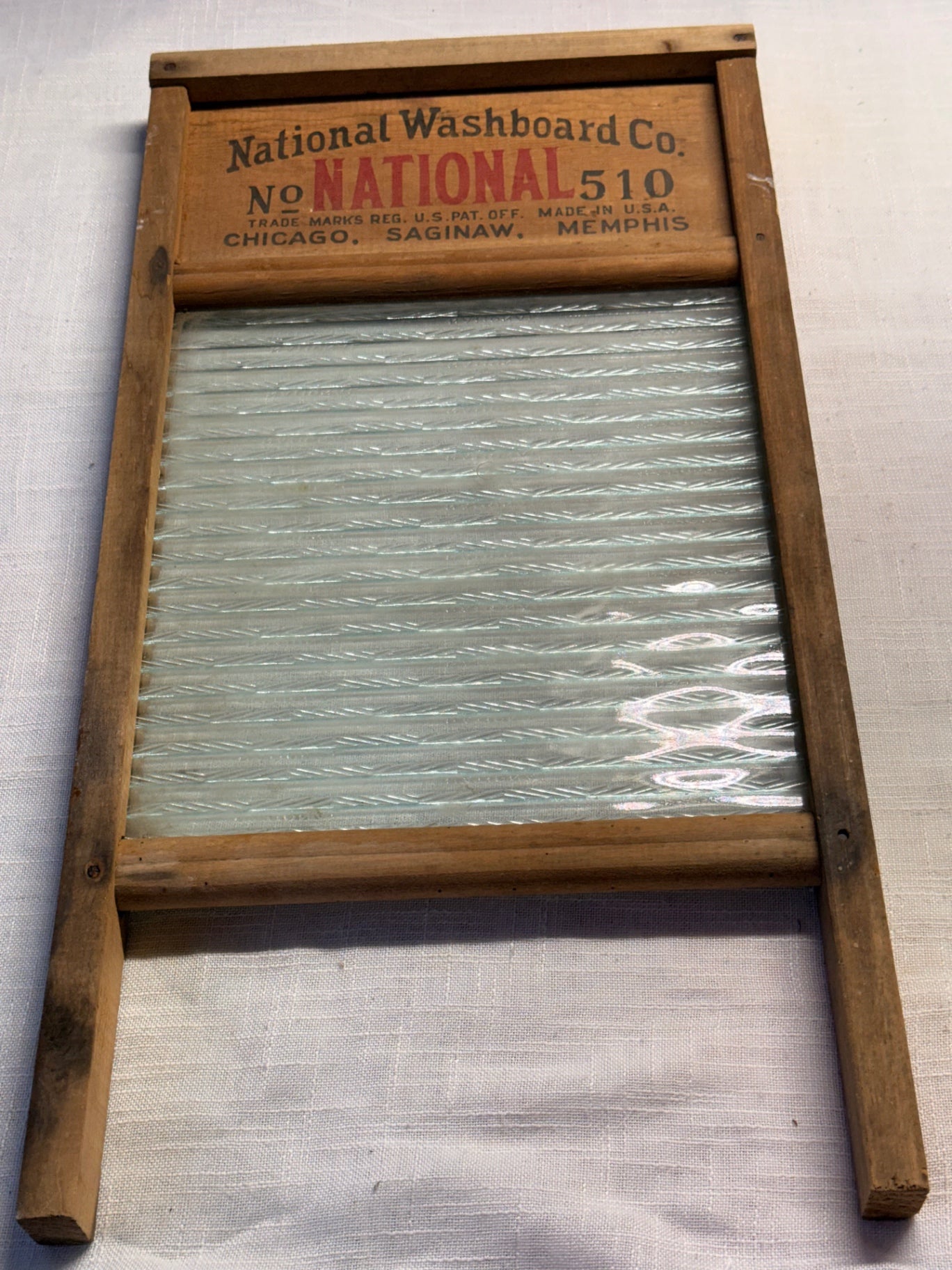 Vintage National Washboard Co. No. 510 "Atlantic" Glass Washboard