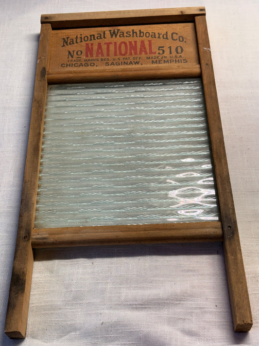 Vintage National Washboard Co. No. 510 "Atlantic" Glass Washboard