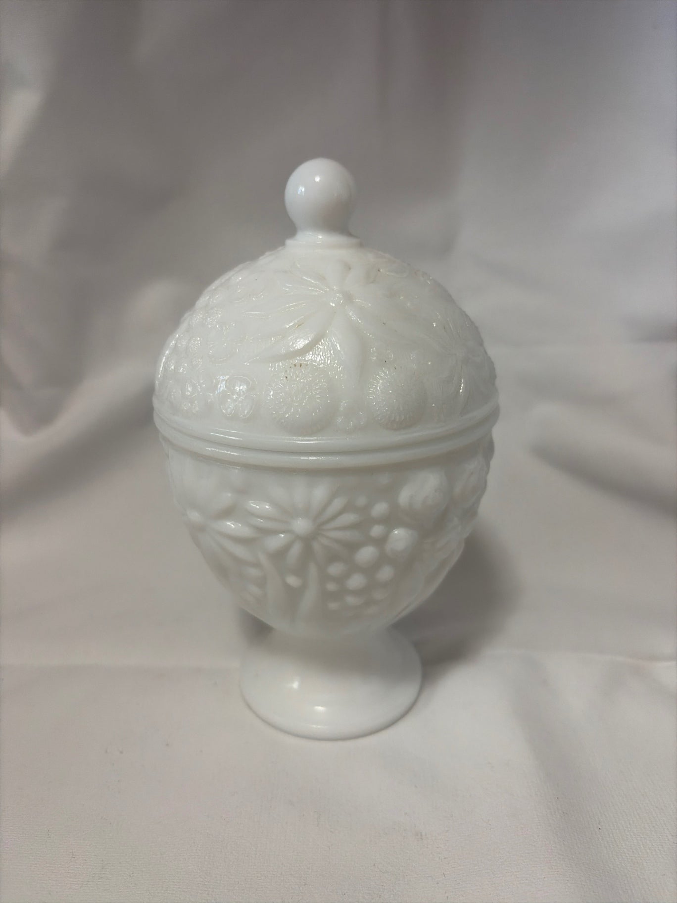 Avon White Milk Glass lidded Compote 
