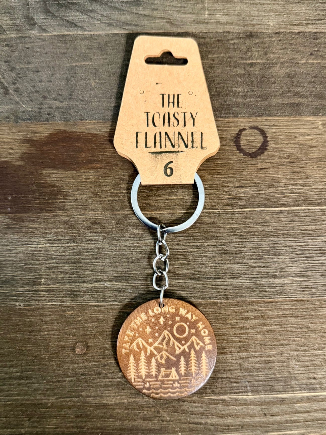 Wood Keychain - Long way home