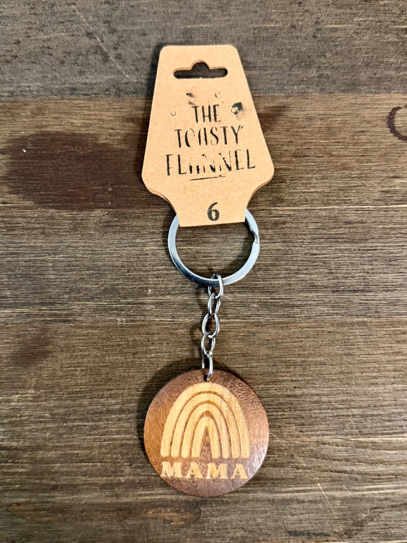 Wood Keychain - Rainbow Mama