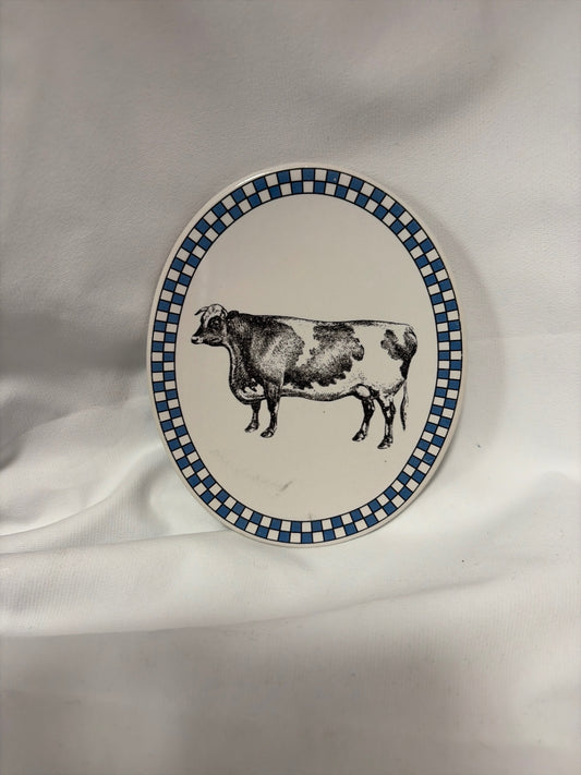 5” oval dish w/ cow