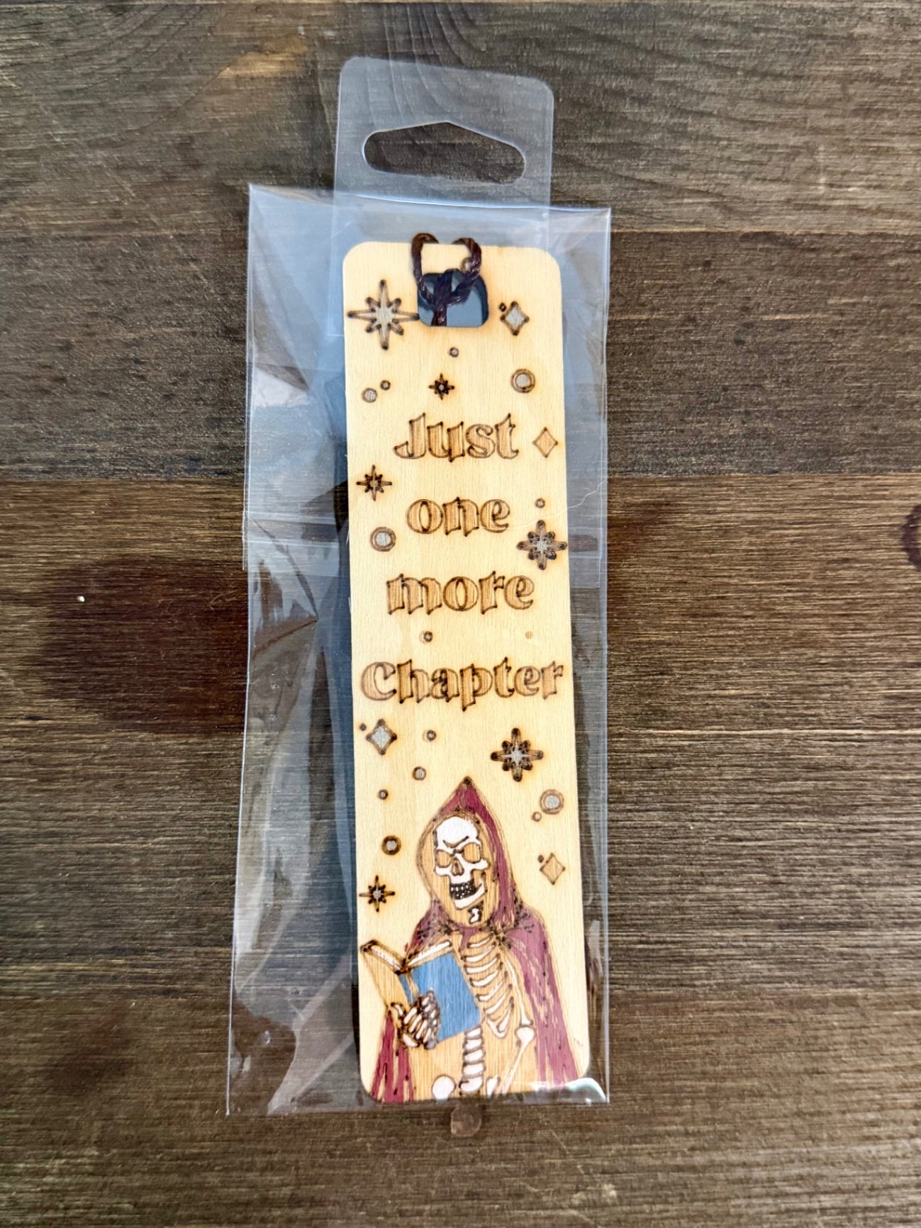 Wooden Bookmark - Grim Reaper Red