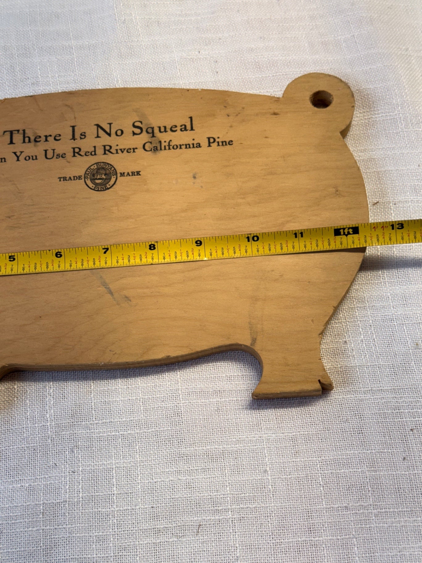 Vintage Red River Lumber Co. "Paul Bunyan's Pine" Wooden Pig Advertising Board