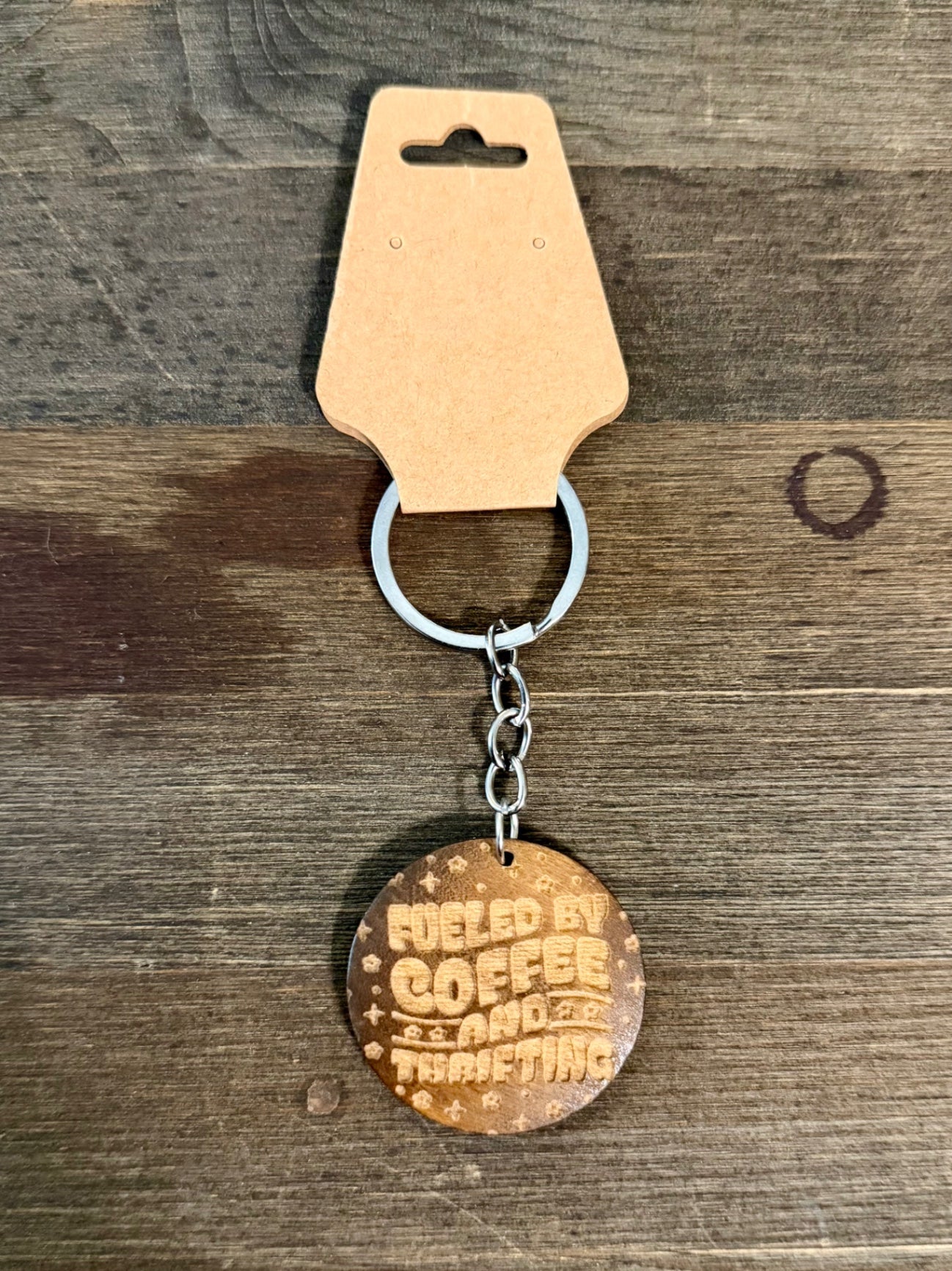 Wood Keychain - Coffee & Thrifting